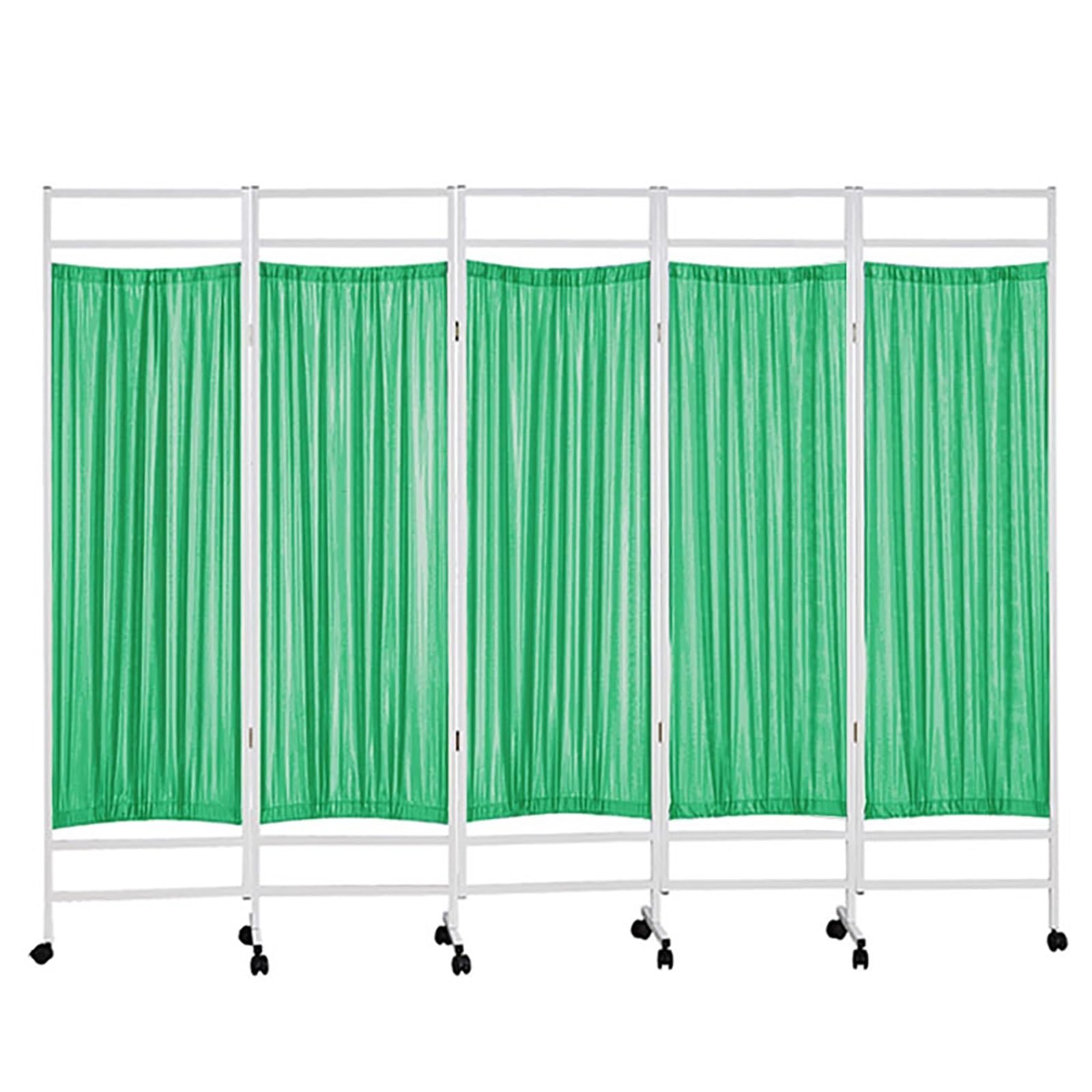XINGYAOSM 5 Piece Portable Room Partition Folding Medical Privacy Screen with Wheels Selected Steel Frame, Sturdy And Durable, for Hospitals/Beauty Salons(Green)