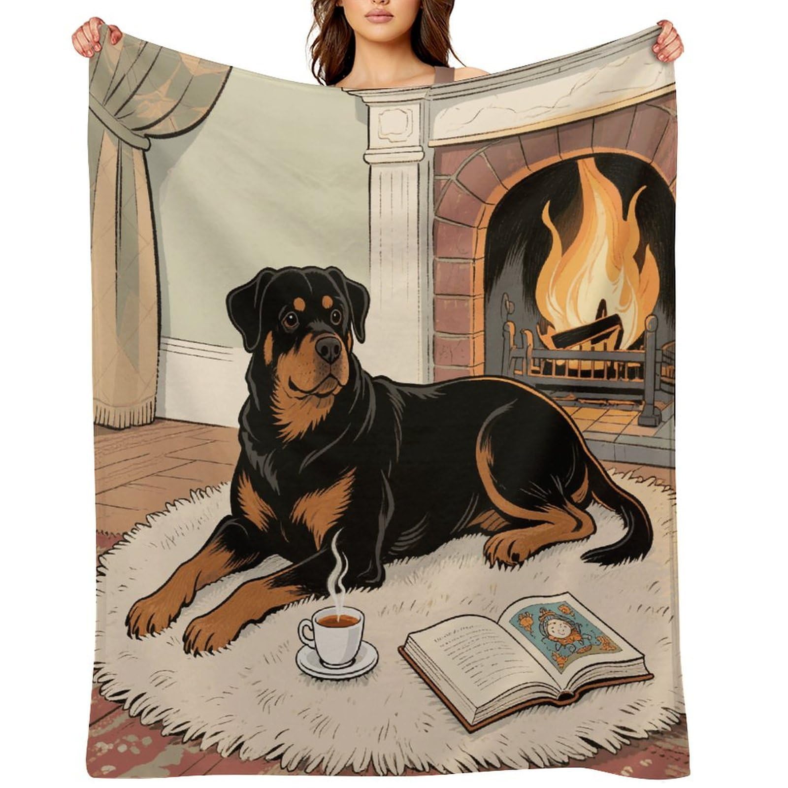 Rottweiler Dogs Throw Blanket for Couch and Bed Super Soft Warm Lightweight Throw Blankets Cozy Fuzzy Flannel Blanket Personalized Decorative Blankets for Sofa Decor 40"x50"