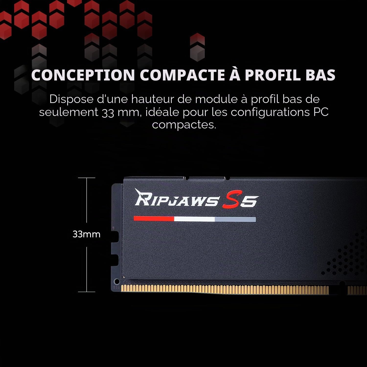 G.skill Ripjaws S5 - Ddr5 - Kit - 32gb: 2 X 16gb - Dimm 288-Pin - 3200 Mhz / Pc5-51200 - Cl32 - NoN-Ecc - Mattschwarz (f5-6400j3239g16gx2-Rs5k)
