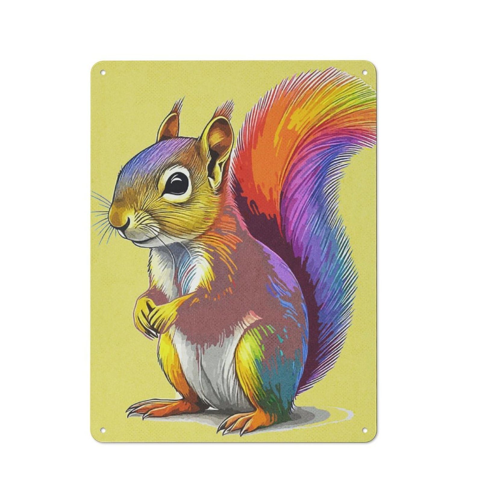 Squirrel Colorful Vintage Metal Sign 40x30cm for Hobby Room Or Studio, Housewarming Present for People Styling Hobby Room And Studio