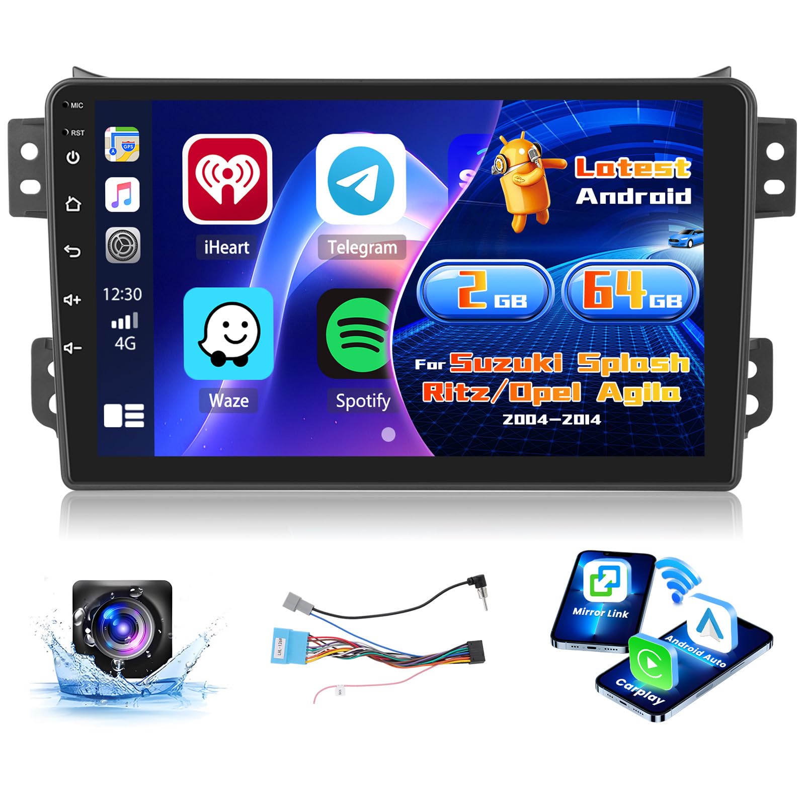 Inefala 9-inch Android 15 Car Radio installed in a vehicle dashboard, showing a navigation interface.