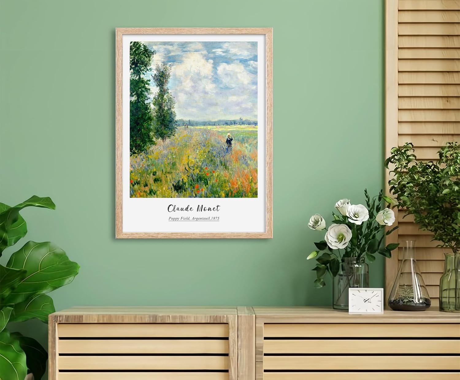 Vintage Claude Monet Canvas Wall Art, Framed Impressionism Landscape Paintings Office Decor, Minimalist Classic Botanical Poster Prints Home Decoration for Bedroom Living Room - 12"x16"x3 Piece