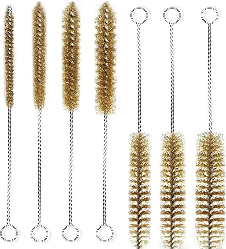Juego de cepillos de tubo de alambre de latón de 7 piezas, cepillos de alambre de 11 pulgadas de largo para limpieza, limpiador de tuberías de