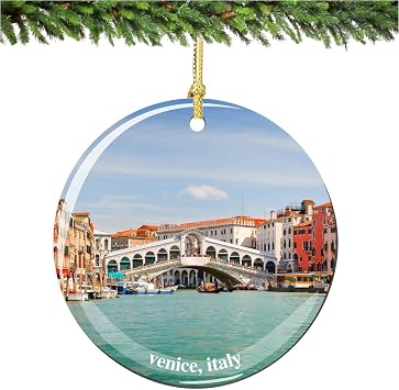 Venice Christmas Ornament Italy Porcelain 2.75 Inch Double Sided Italain