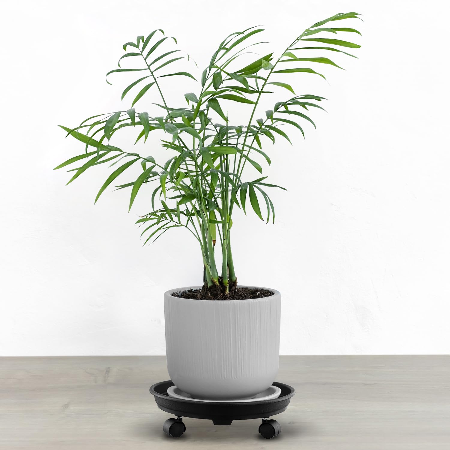 QWORK® 3 Pièces Support pot de Fleur Plastique 30 cm, Porte Plante a Roulettes, pour Intérieur et Extérieur