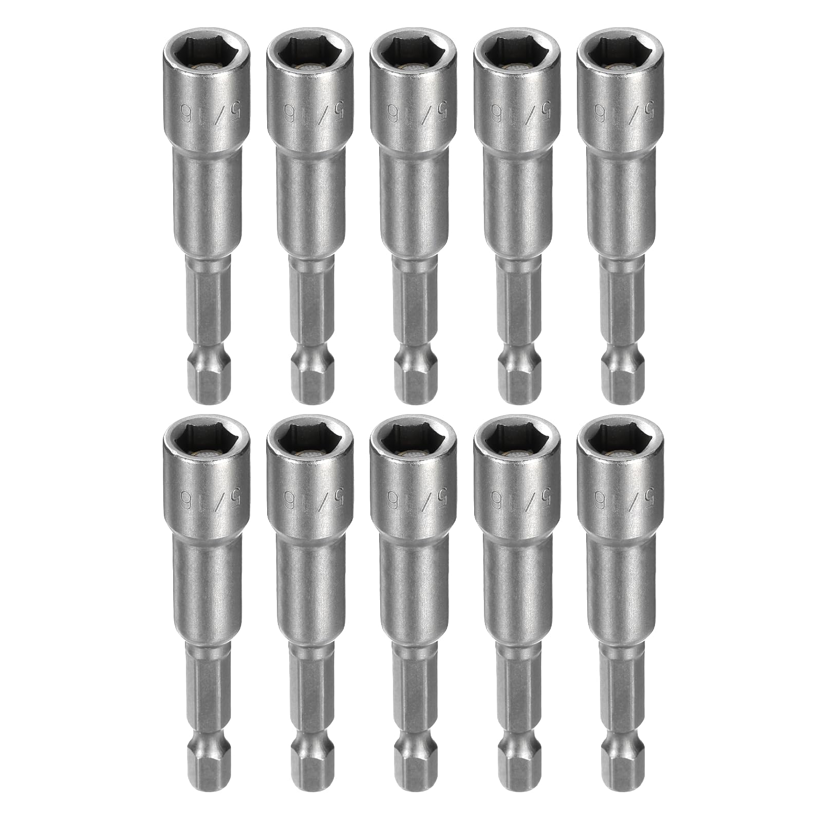 HARFINGTON 10 brocas hexagonales de 5/16 pulgadas, 6 puntos, vástago hexagonal de 1/4 pulgadas, tuerca magnética de acero CR-V, tuerca de cambio rápido para taladros eléctricos, destornilladores de