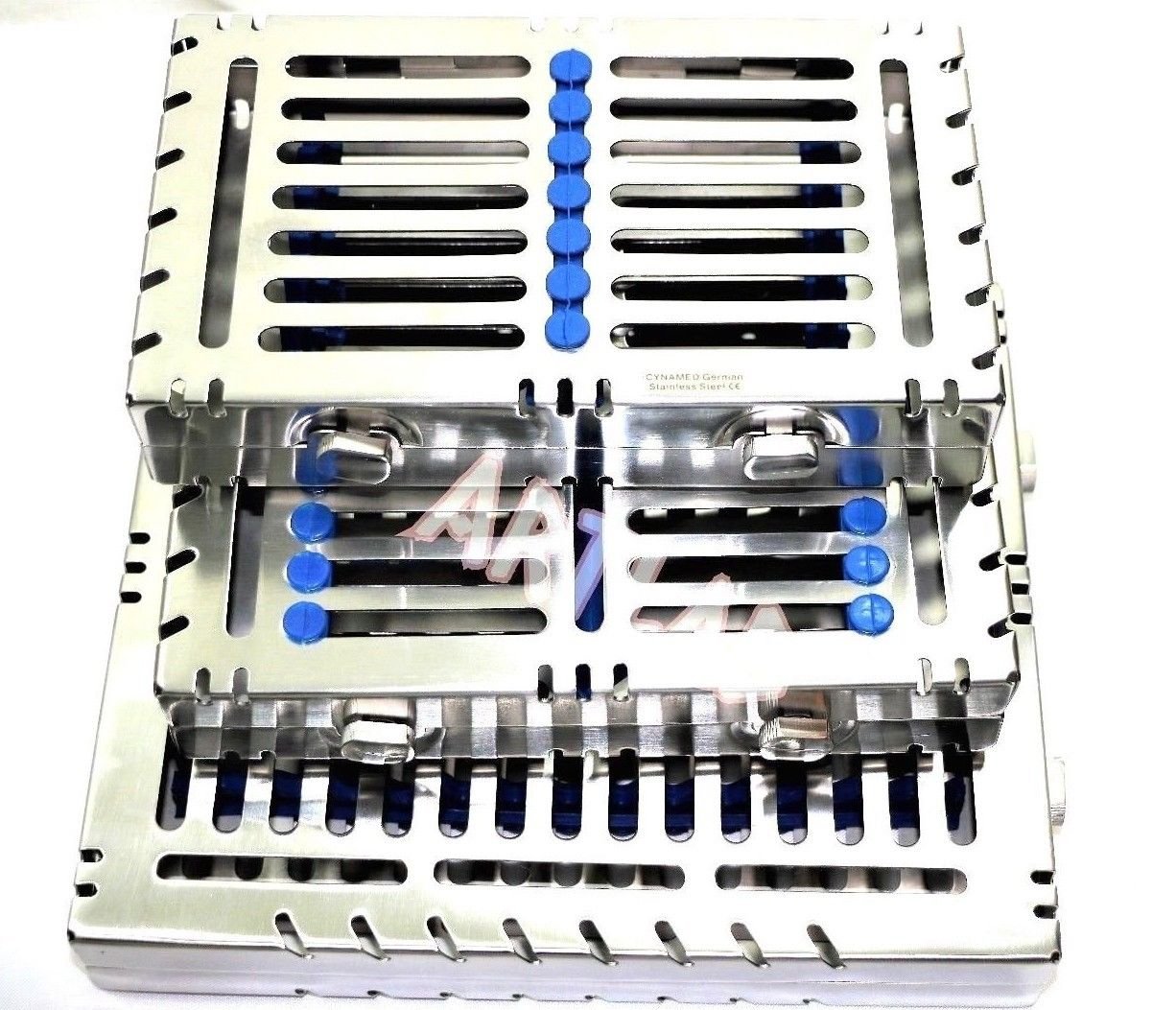 3 German Dental Autoclave Sterilization Cassettes Box for 15 Plus 10 Plus 7 Blue Instruments CYNAMED