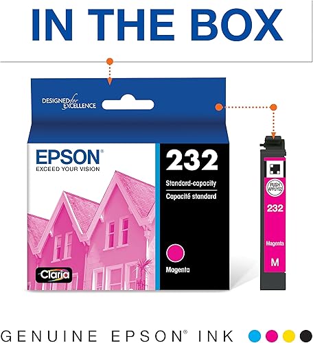 Miniatura 7 de Epson Cartuchos de tinta cian, amarillo y magenta T232, capacidad estándar; compatible con impresoras Epson / tinta de secado rápido; impresiones en