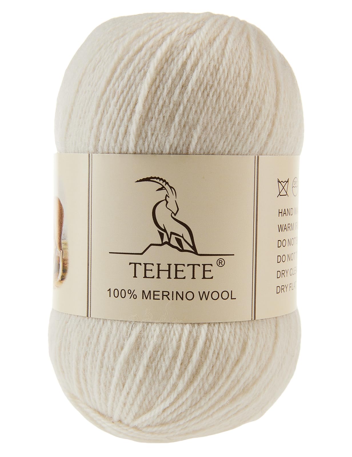 TEHETE 100% Merino Wool Yarn for Knitting 3-Ply Luxury Warm Soft Lightweight Crochet Yarn(White,3Balsl)