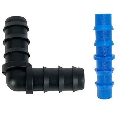 FARMER GIRL drip Irrigation kit Accessories 12mm Elbow & 12 mm Joiner (Straight) Connector Combo Pack (12MM ELBOW-15 Pcs/JOINER-15 Pcs)