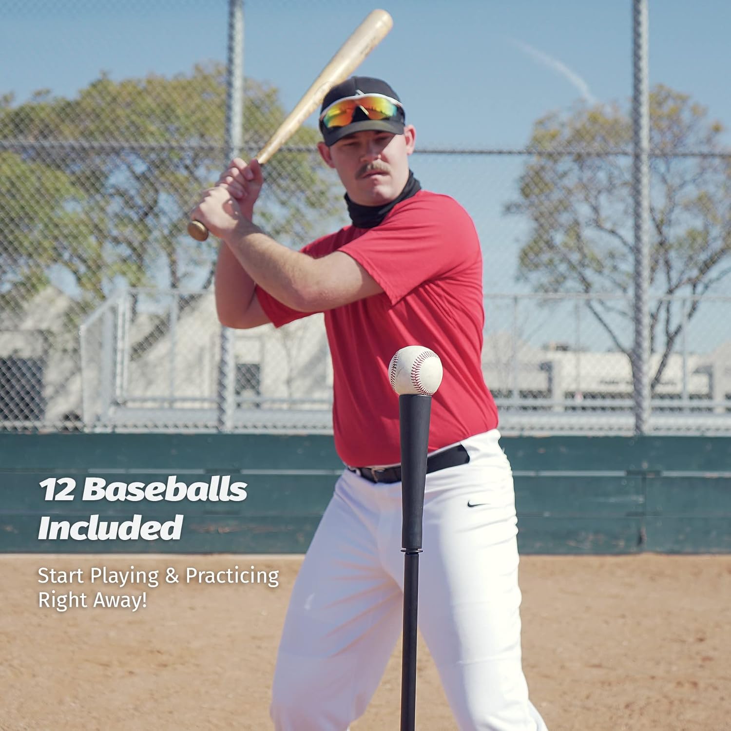 ZELUS Baseball Net Kit with Tee and Strike Zone, 7x7ft Softball Training Equipment for Hitting and Pitching, Portable Indoor Outdoor Batting Practice Net with Carry Bag Ball Caddy & 12 Baseballs