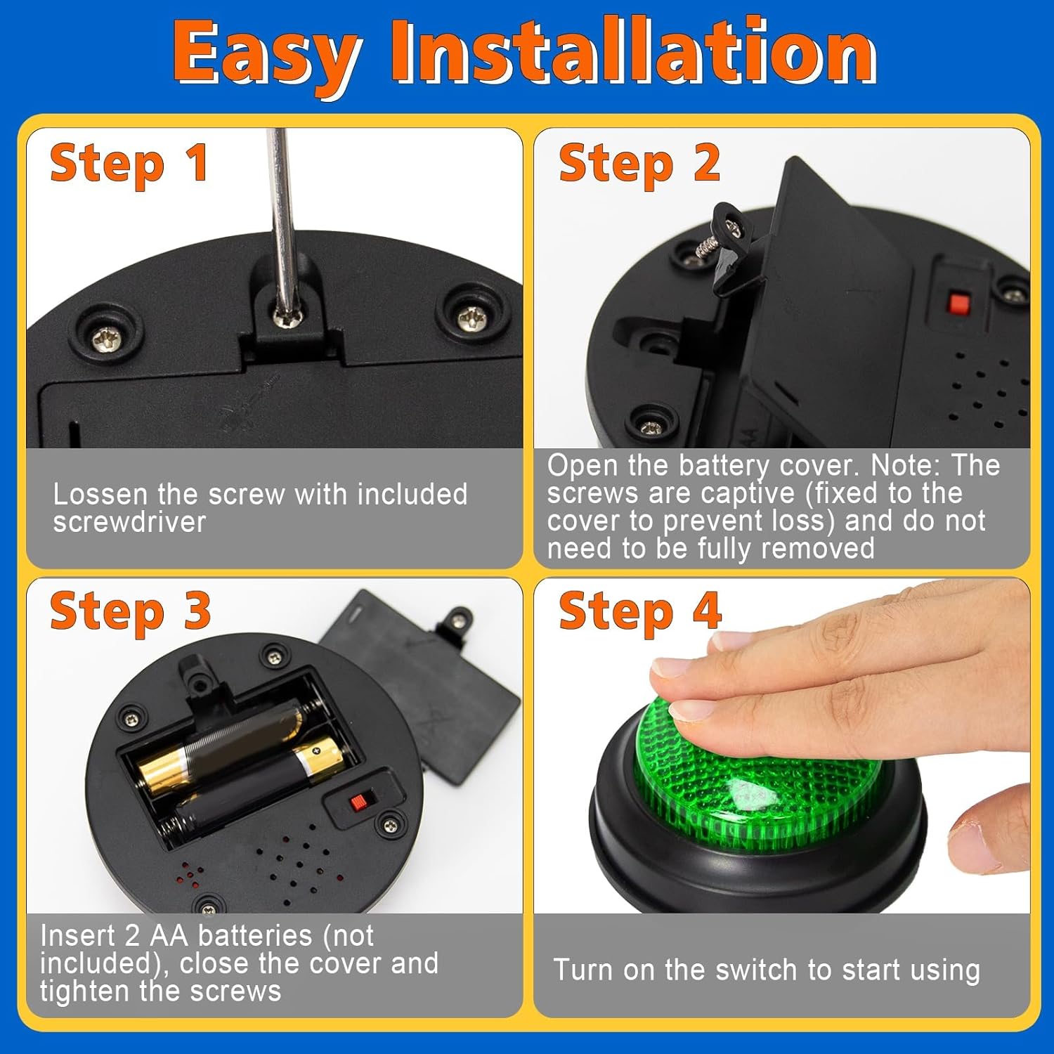 4 Colours Answer Buzzer Set - Interactive Toy for Classroom & Family with 4 Sound Effects & Lights