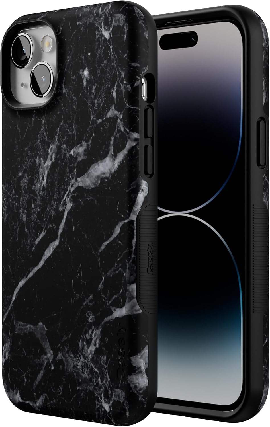 Casely iPhone 14 Plus Case | Black Pearl Marble | Bold Protective Design | Compatible with MagSafe