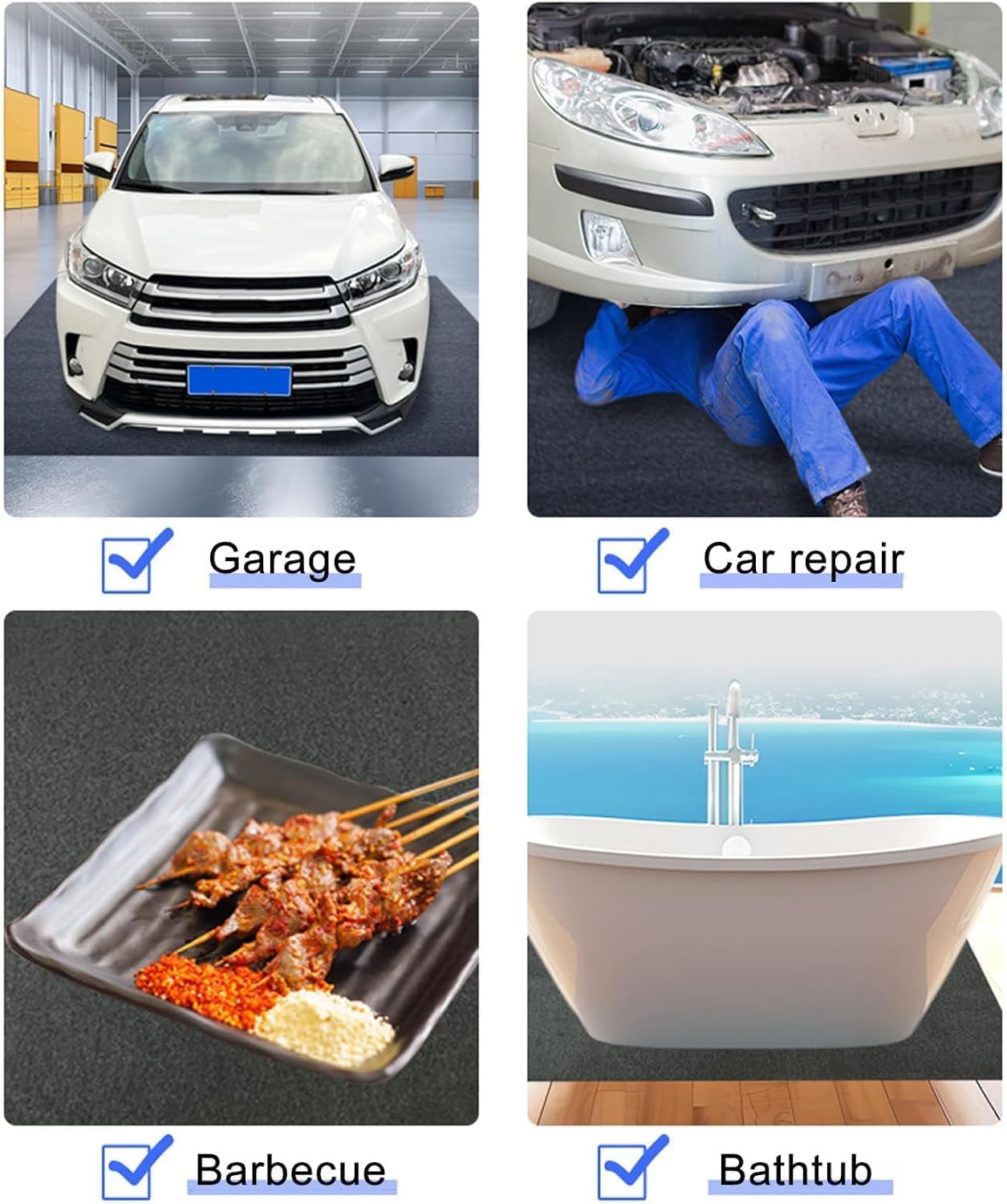 Garagenbodenmatte 220 x 520 cm, Ölauffangmatte für Auto Motorrad, Saugfähige Garagenmatte aus Filz mit Wasserdichter Rutschfester Rückseite, Zuschneidbarer Garagenteppich Werkstattmatte Dunkelgrau