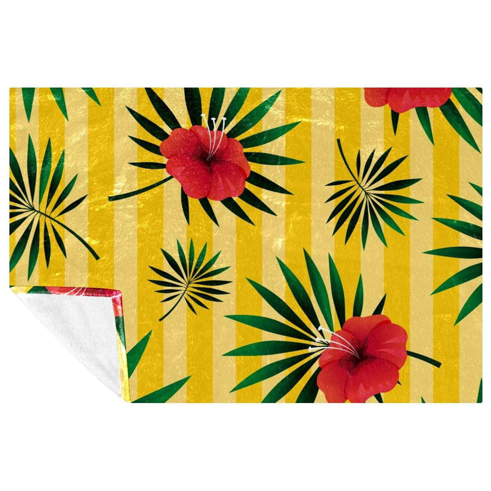 Couverture chaude tropicale jaune 150x100 pour pique-nique, camping et plage