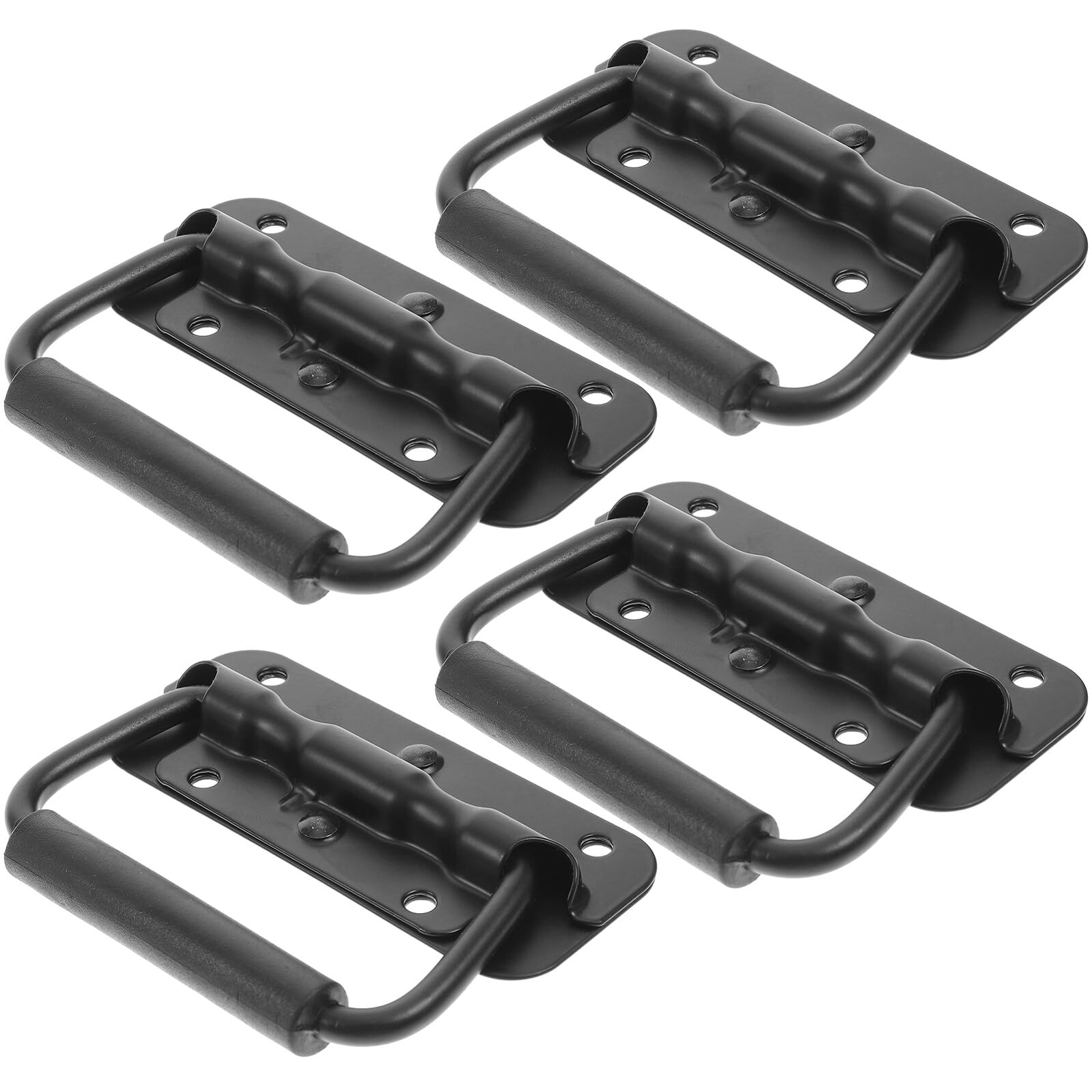 Poignée à ressort pliable noire en inox stable avec fixation à 4 trous de sécurité