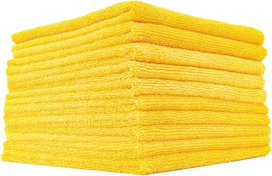 The Rag Company - Edgeless 365 Microfiber Towels 10-Pack Premium 70/30 Blend, Professional Polishing, Wax Removal, Auto Detailing, 365gsm, 16in x 16in, Gold