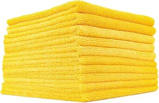 The Rag Company - Edgeless 365 Microfiber Towels (10-Pack) Premium 70/30 Blend, Professional Polishing, Wax Removal, Auto Detailing, 365gsm, 16in x 16in, Gold