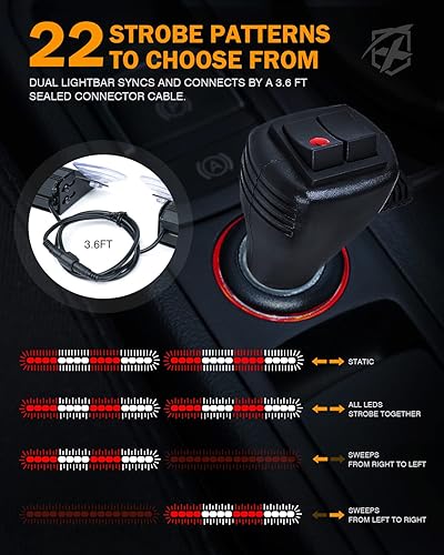 Miniatura 4 de Xprite 2 luces estroboscópicas de emergencia blancas y rojas de 16 pulgadas, luz intermitente de bombero voluntario para parabrisas interior con