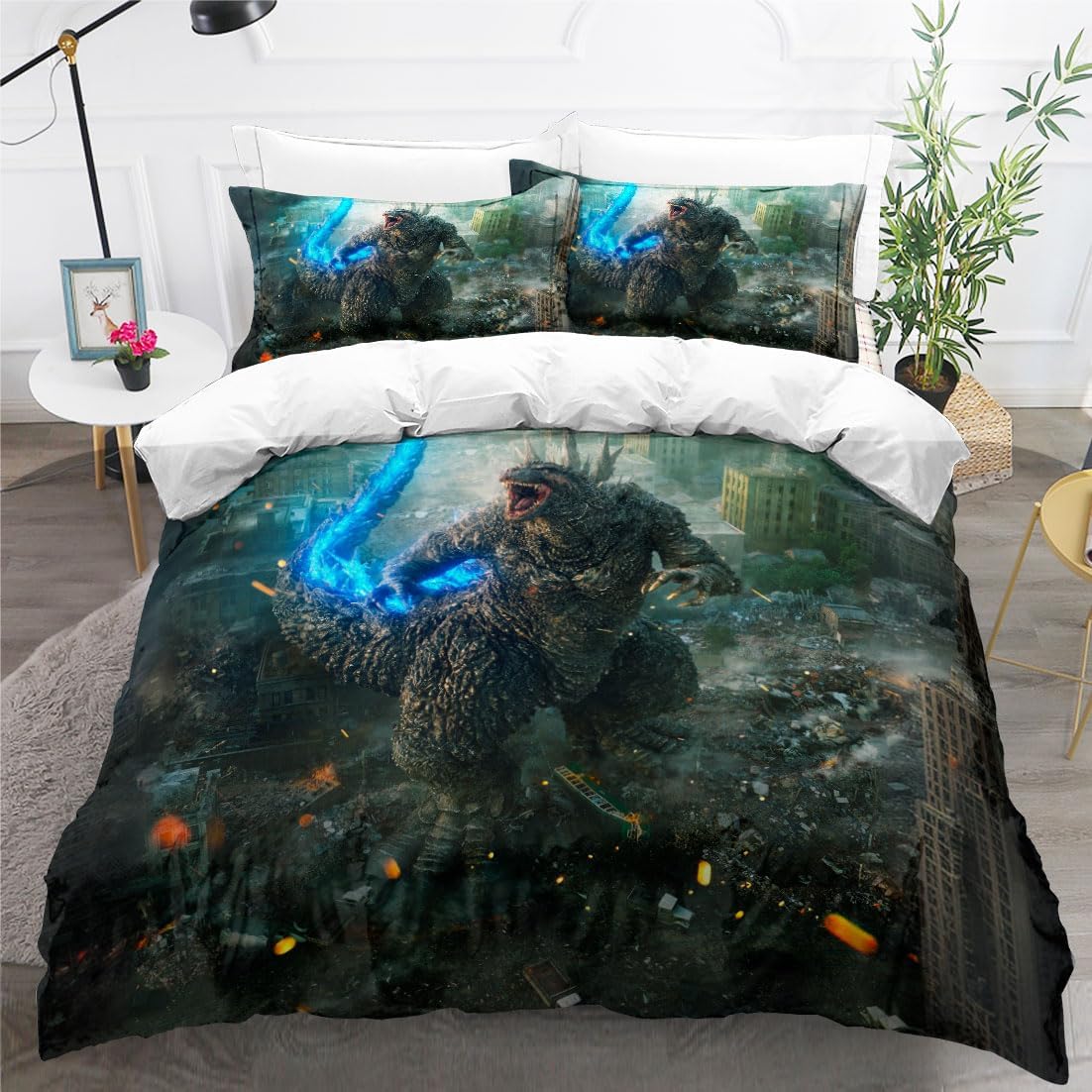 Duvet Cover Set Twin Full Size Dinosaur Comforter Cover Bedding Set 3D Cartoon Printing Microfiber 1 Piece Quilt Cover with Zipper Closure 2 Pieces Pillow Shames No Comforter (Dino34, Twin)