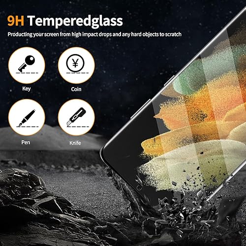 Miniatura 3 de Paquete de 3 protectores de pantalla de vidrio templado curvado aplicables para Samsung Galaxy S21 Ultra 5G de 6.8 pulgadas, compatible con