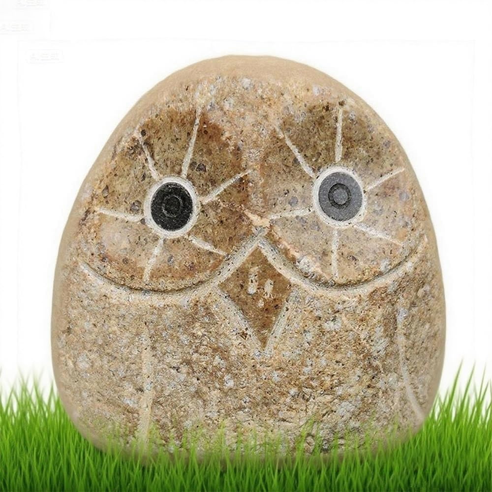 Scdoa One Color 1Pc Stone Age Creations, Decorative Stone Owl, Outdoor Animal Owl Ornament Creative Stone Ornament(Owl 4.72In)