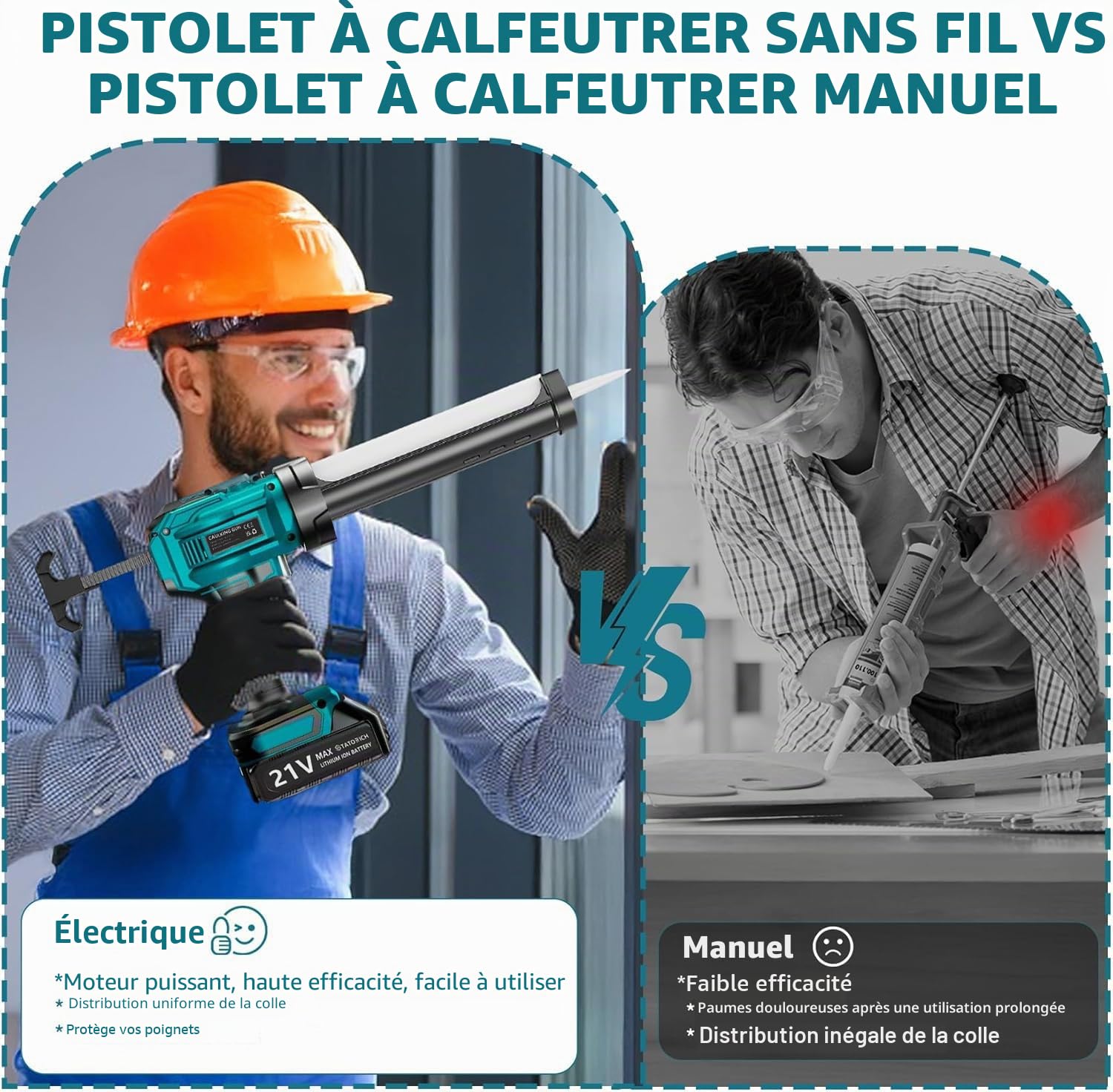 Pistolet à Cartouche Electrique Compatible avec Makita Batteries 18V sans Fil avec 2 x 2000 mAh Batteries, Pistolet Silicone Électrique de 300 ml, Lumière LED, 4 Vitesses, pour Calfeutrer (Bleu)