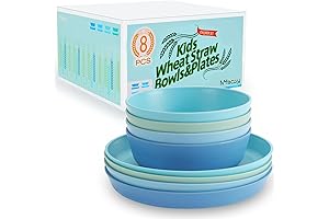 Mfacoy Unbreakable Kids Plastic Plates and Cereal Bowls Set