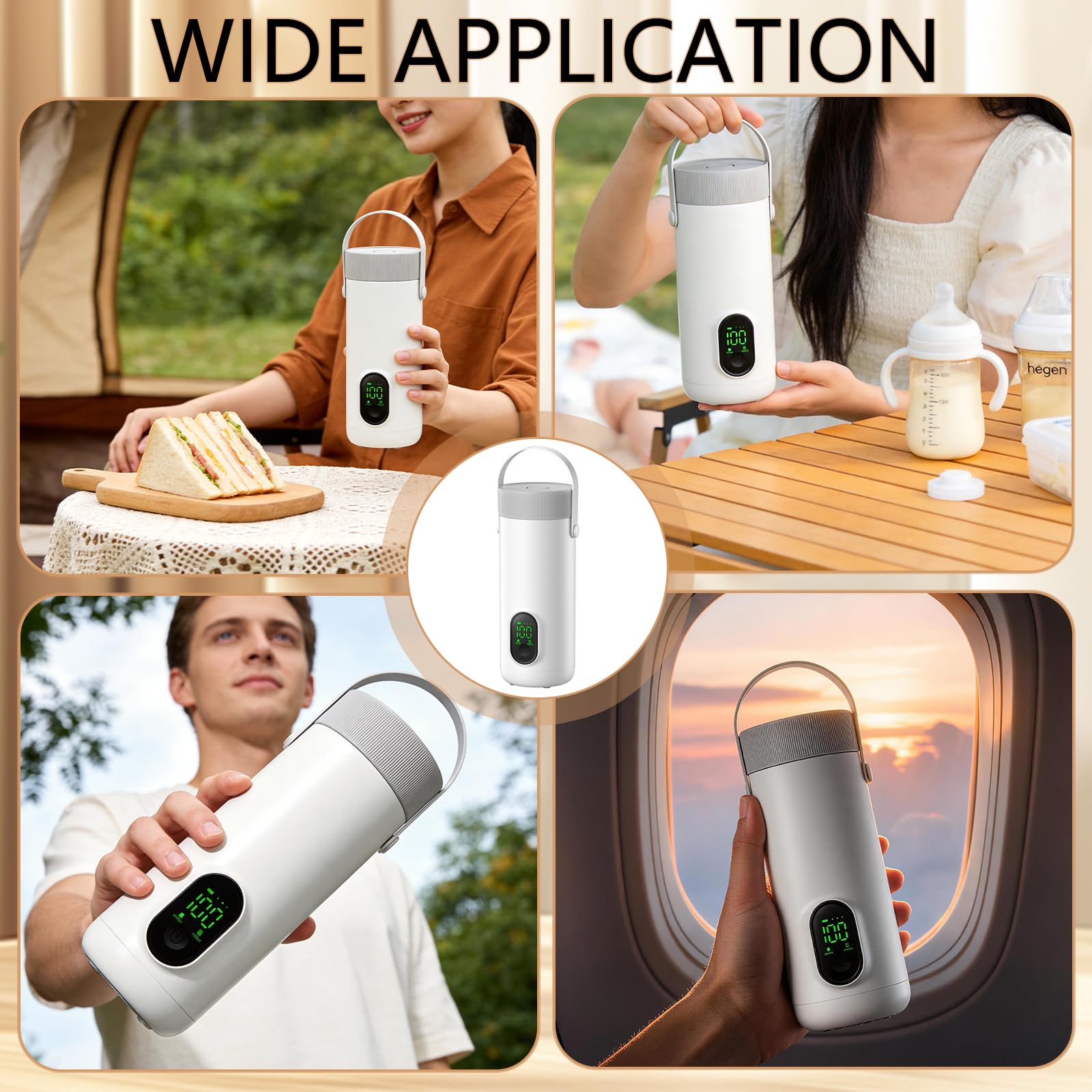 Hervidor Eléctrico Portátil, 500ml Pequeño Hervidor de Agua Eléctrico, 6 Ajustes de Temperatura, Acero Inoxidable 304, Calentamiento Rápido en 15 Minutos, para Hacer Leche Café Té