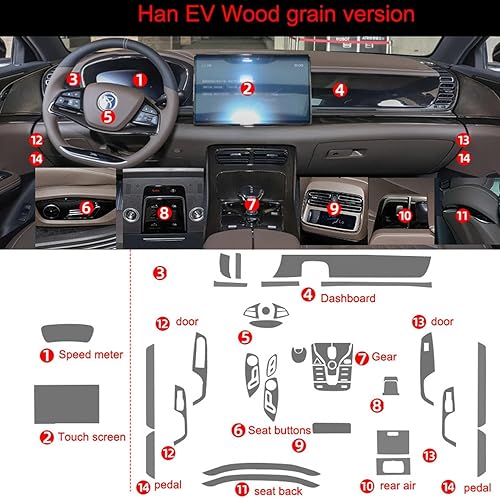 Miniatura 4 de Adhesivo interior del automóvil para consola central, navegación de engranajes, pantalla táctil, película de TPU para BYD DMI EV Song Plus Pro Qin