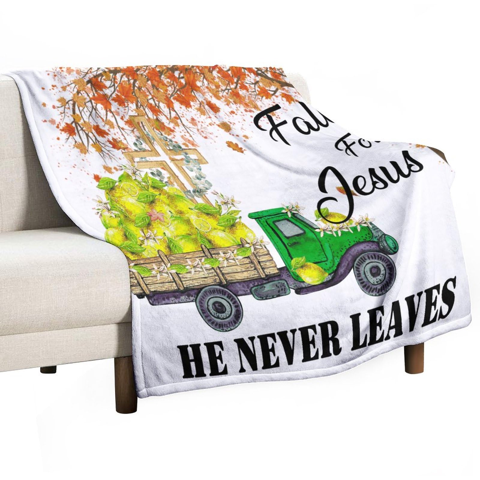 Couverture polaire Jésus automne lit plaid citrouille pour la déco