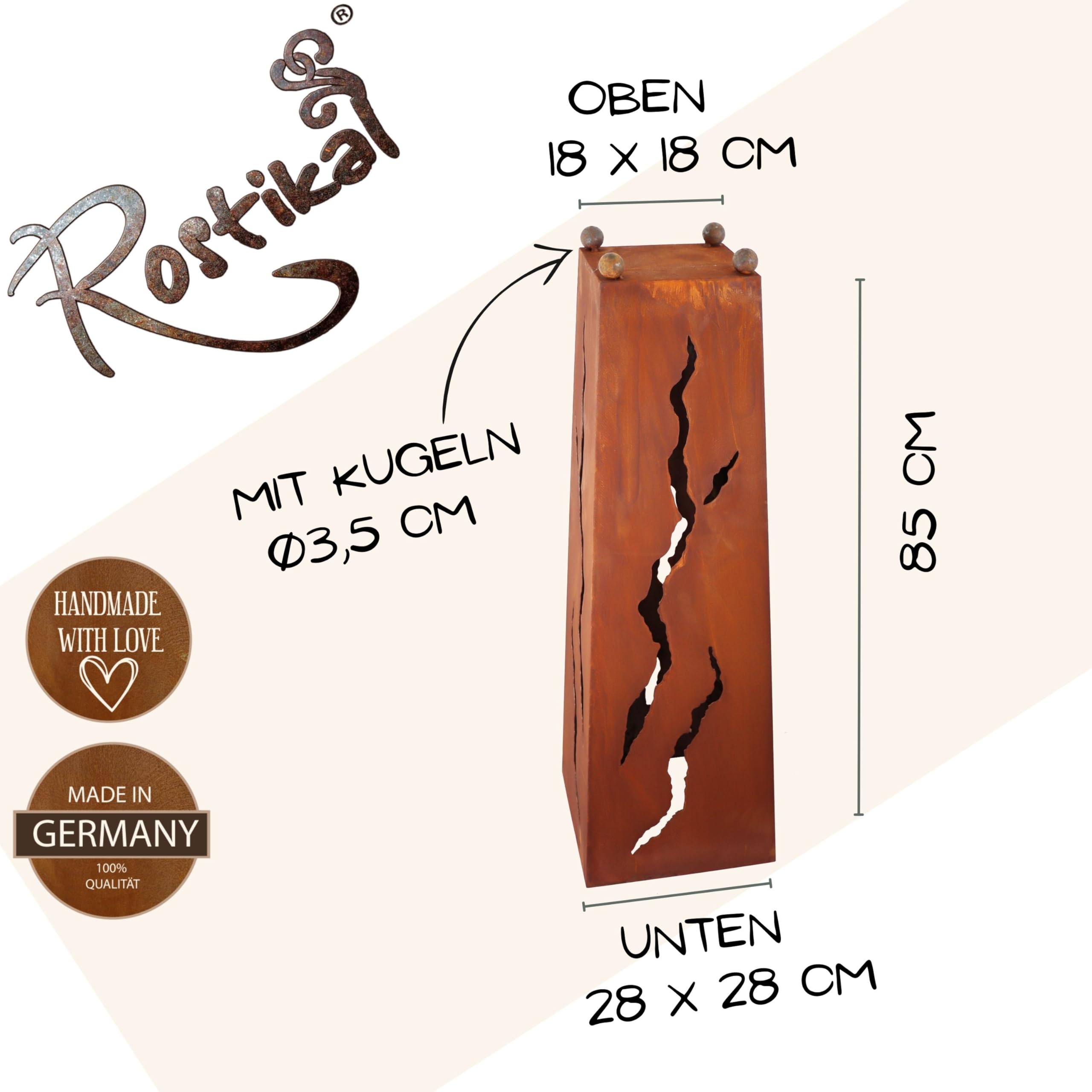 Rostikal Gartendeko Metall Rostsäule 85 cm Vintage-Deko Terrasse Blumensäule
