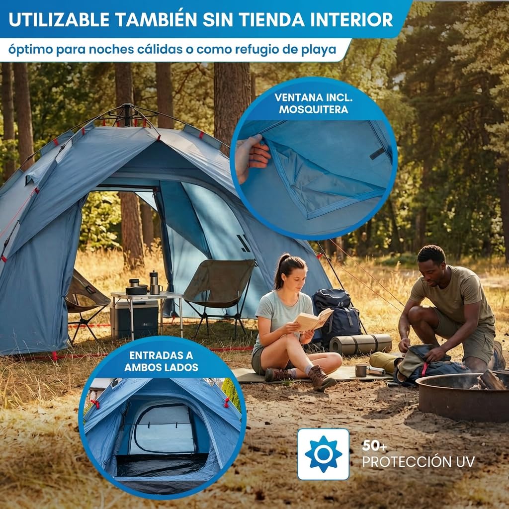 NORDMUT® Tienda Pop-Up 2-4 Personas Impermeable Protección UV Camping