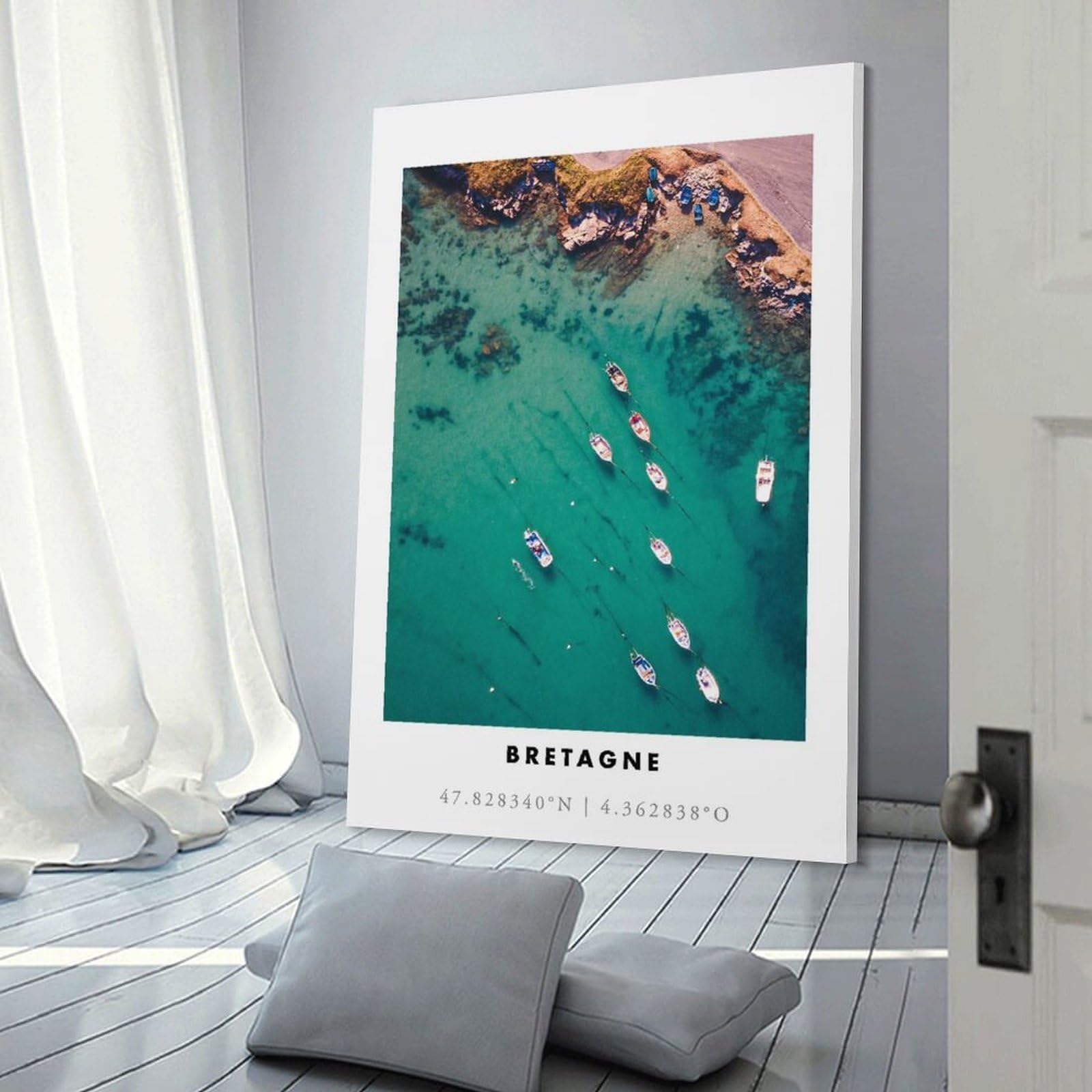 Junmoney Boats in Brittany Wall Art Print 20x30inch(50x75cm), for Home, Office, Studio Or Guest Room, A Flexible Wall Accent for Shared Spaces