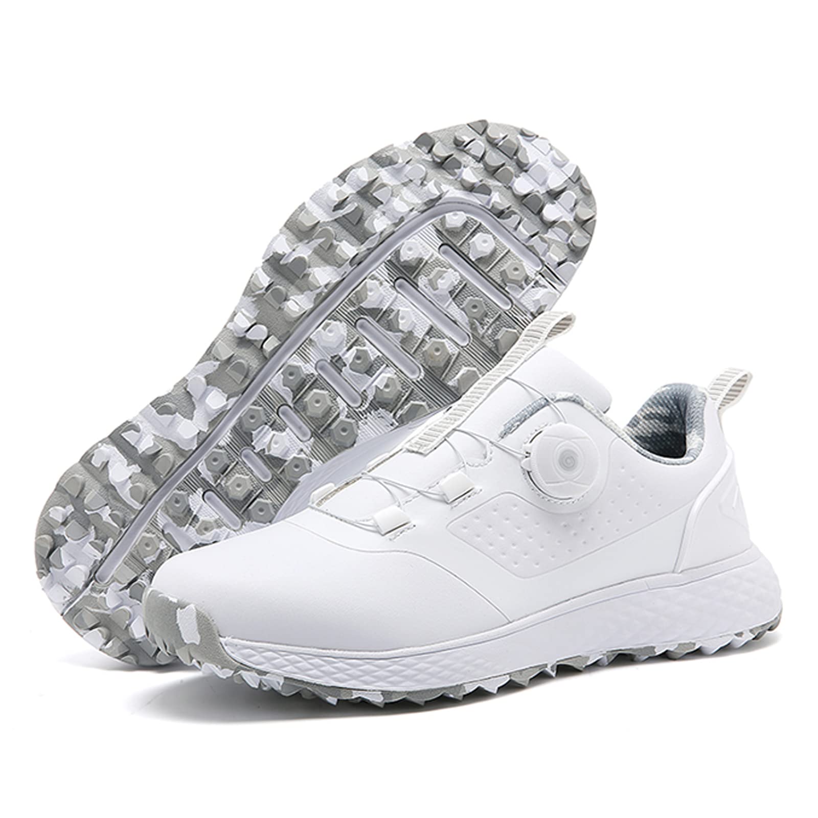 Extra Weit Golfschuhe für Herren, Männer Leichte Atmungsaktiv Golfschuhe mit Drehschnalle Abriebfest rutschfest wasserdicht