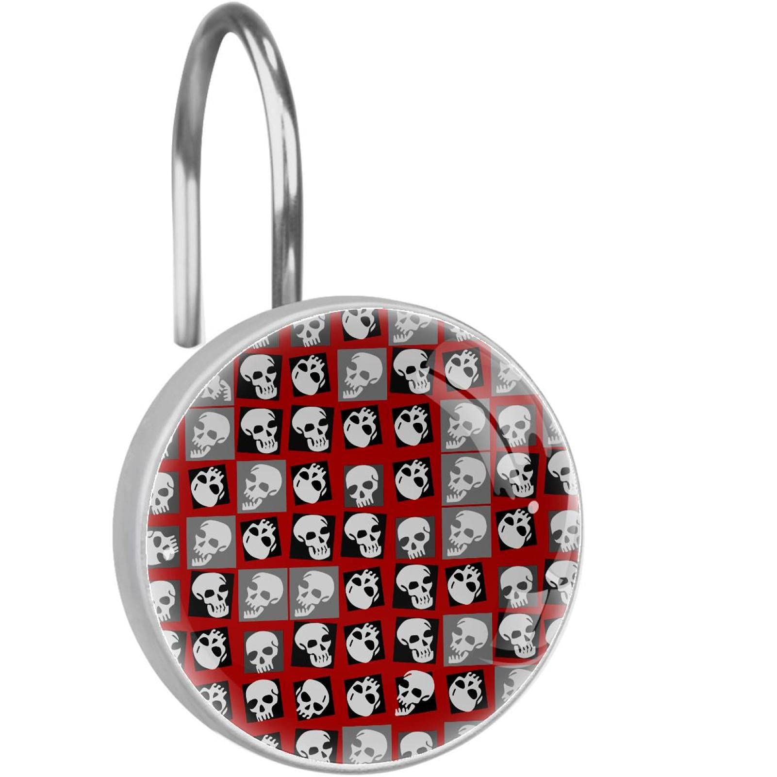 Crochets pour rideau de douche acier inoxydable accessoires salle de bain tête de mort