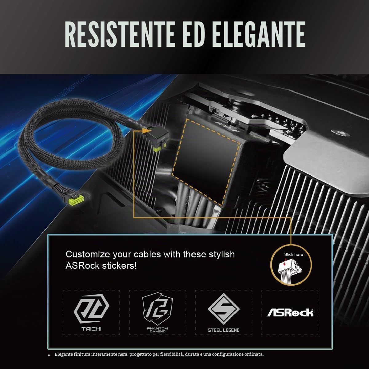 ASRock Cavo di alimentazione 12 V-2 x 6 600 W, conforme ATX 3.1 e PCIe 5.1, connettore GPU a forma di L, terminali HCS 16 AWG, per PSU ASRock Taichi/Phantom Gaming da 750 W +