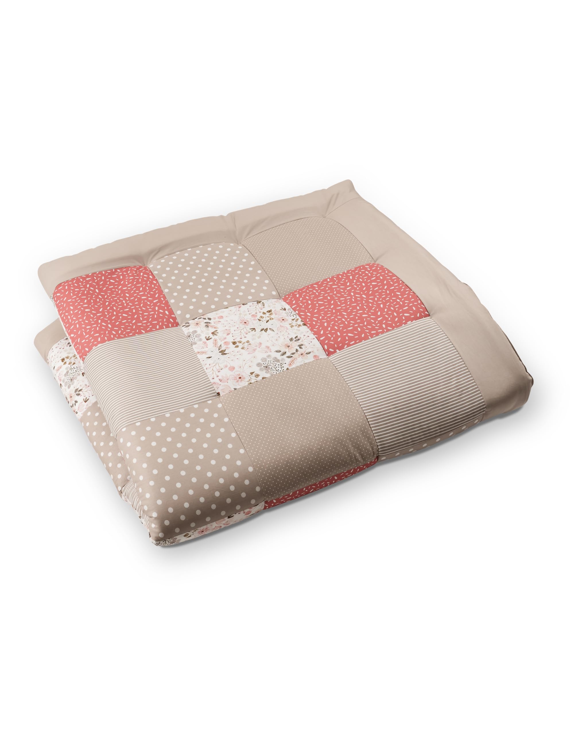 ULLENBOOM Krabbeldecke für Baby mit Personalisierung, 100% OEKO-TEX Materialien, Rosa Blüten 140x140 cm - Babydecke mit Namen und Datum, ideal als Spieldecke und personalisiertes Geschenk zur Geburt