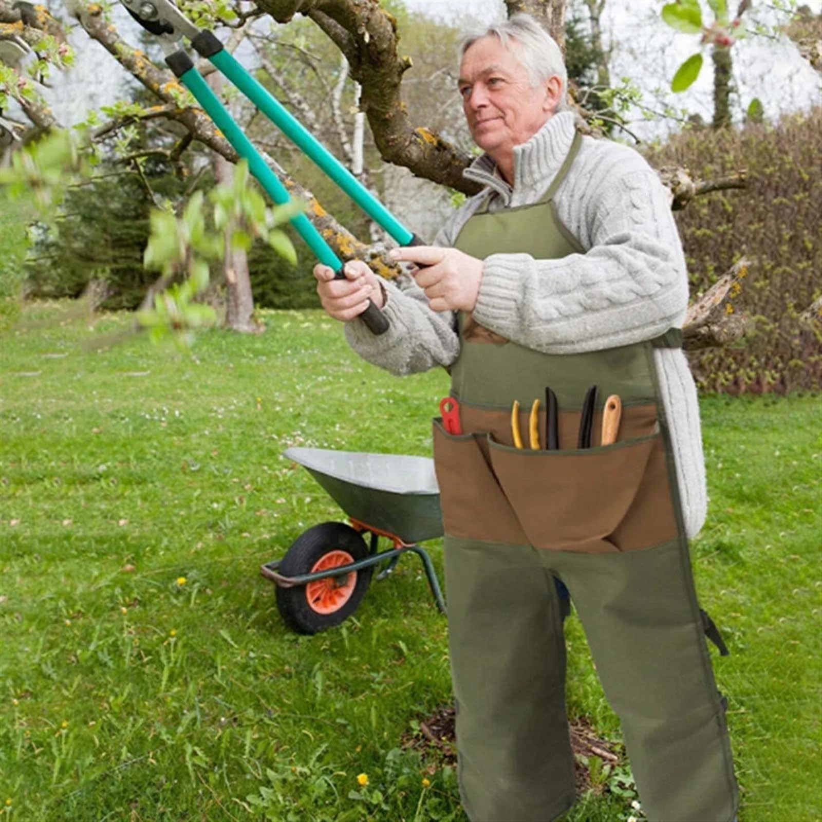 Delantal de Trabajo con Bolsillos Delantal de corte for hombre y mujer, ropa trabajo, mono, limpieza del hogar, jardinería, tela Oxford multifuncional, bolsa almacenamiento herramientas