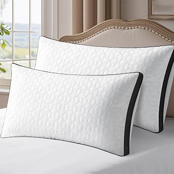 Pillows 2 Pack, Hotel Quality Luxury Pillows For Neck And Shoulder Pain, Neck Support Pillow for Bed & Sofa, Soft & Supportive, Breathable & Washable