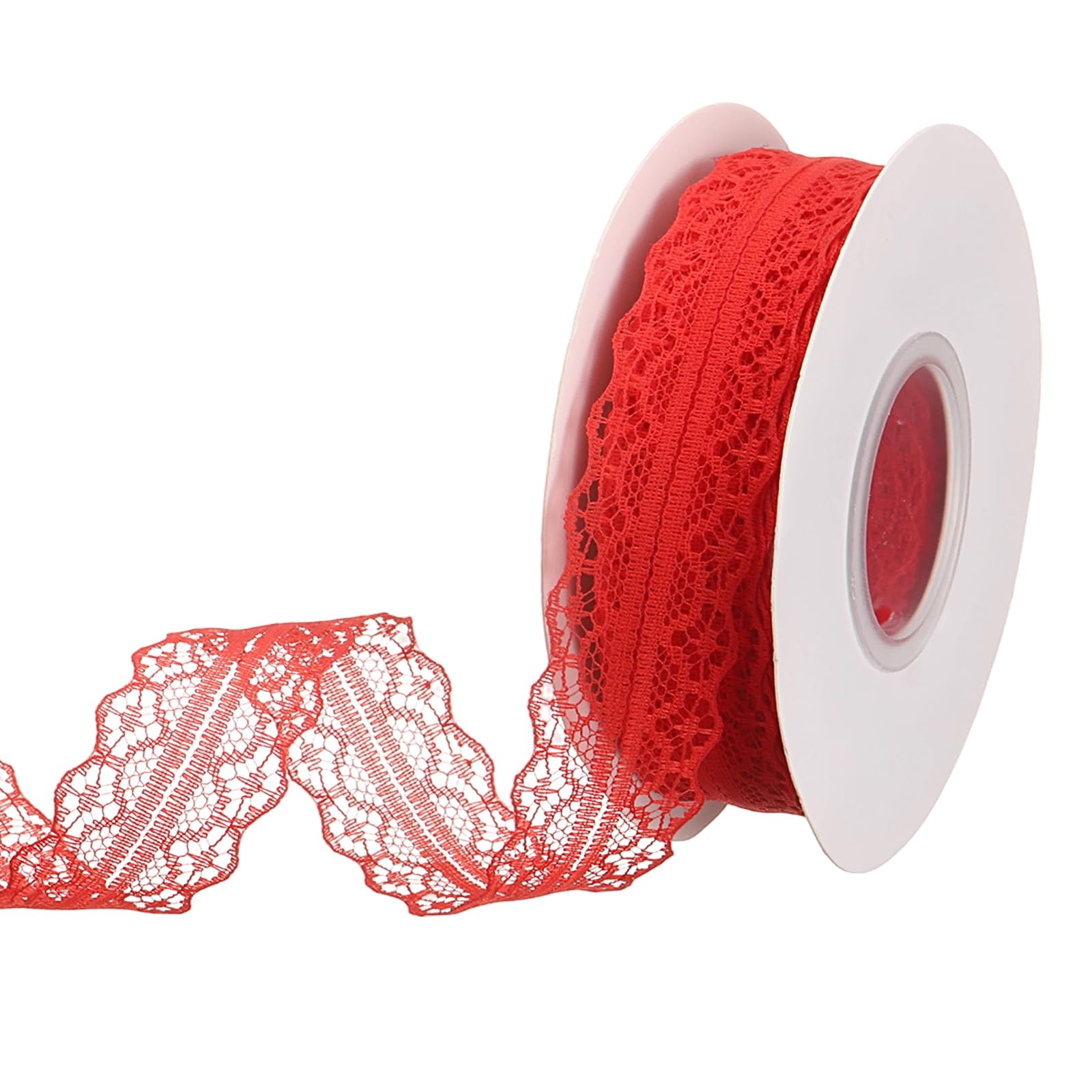 PATIKIL Lace Trim Ribbon, 25 Yards 1.2 Inch Wide Red Vintage Lace Ribbons for DIY Sewing Making Craft Gift Wrapping Wreath Decor Hair Bow Supply