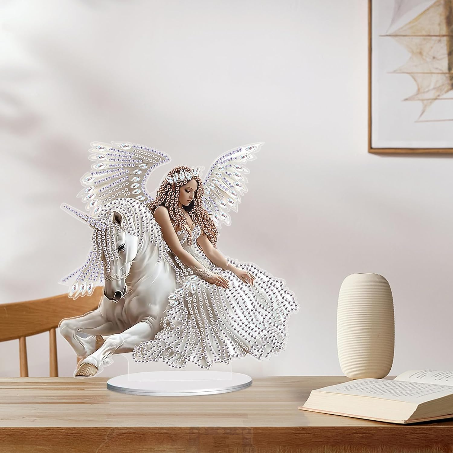 JISHSHAY Diamond Art Desk Ornaments Diamond Painting Desktop Decoration Gem Art Table Top Decorations Gem Painting Table Ornaments Mosaic Kits for Adults Desk Top with Special Shape Unicorn Angel image 4