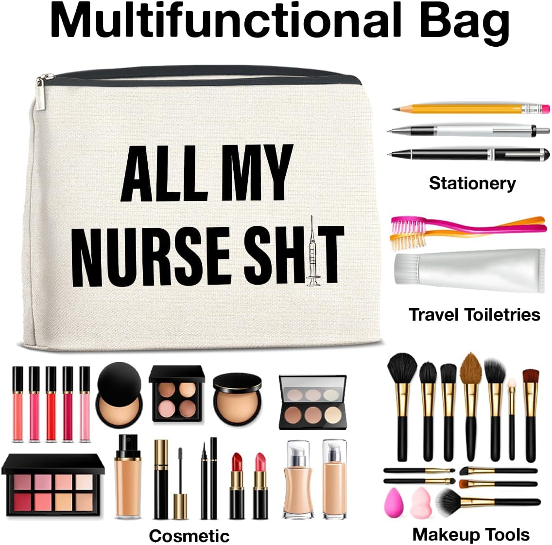 Funny Nurse Makeup Bag Gifts for Women, RN Nurse Practitioner Nursing Assistant Gifts Cosmetic Bag Zipper Pouch - Image 4