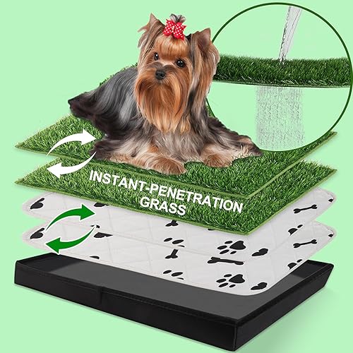 MEEXPAWS Almohadilla de césped para perros con base plegable pequeña, hierba artificial de penetración instantánea de nueva generación para orinal