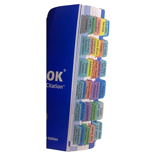 Book Tabs for The Bluebook: A Uniform System of Citation 21st Edition. Laminated, Durable, Color-Coded Repositionable Tabs (Book not Inlcluded)