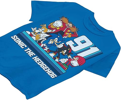 Miniatura 4 de SEGA Camiseta de Sonic The Hedgehog para niños, con Sonic, Tails y Knuckles, The Hedgehog Trio, camiseta oficial