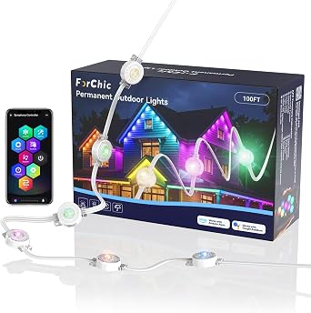 Permanent Outdoor Lights, 100ft RGBICWW Christmas Lights with 72 Triple-LED, IP67 Waterproof, 45lm Tunable White for Christmas Decorations, Daily and Holiday, Compatible with Alexa, Google Assistant