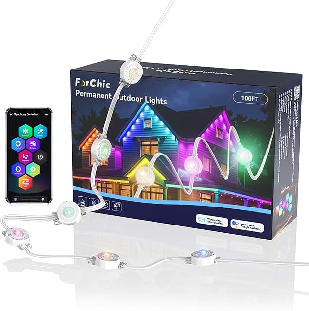 Permanent Outdoor RGBICWWPW Lights 100 Ft