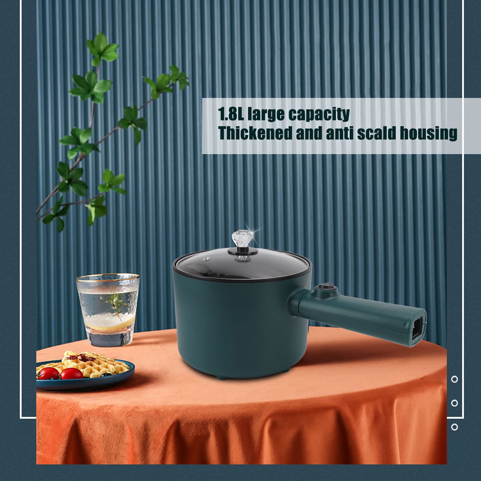 Pentola Elettrica Hotpot, 1,8 Litri, Pentola Calda Elettrica con Coperchio, Multicooker con Manico Lungo per Dormitorio, Spina Europea 220V