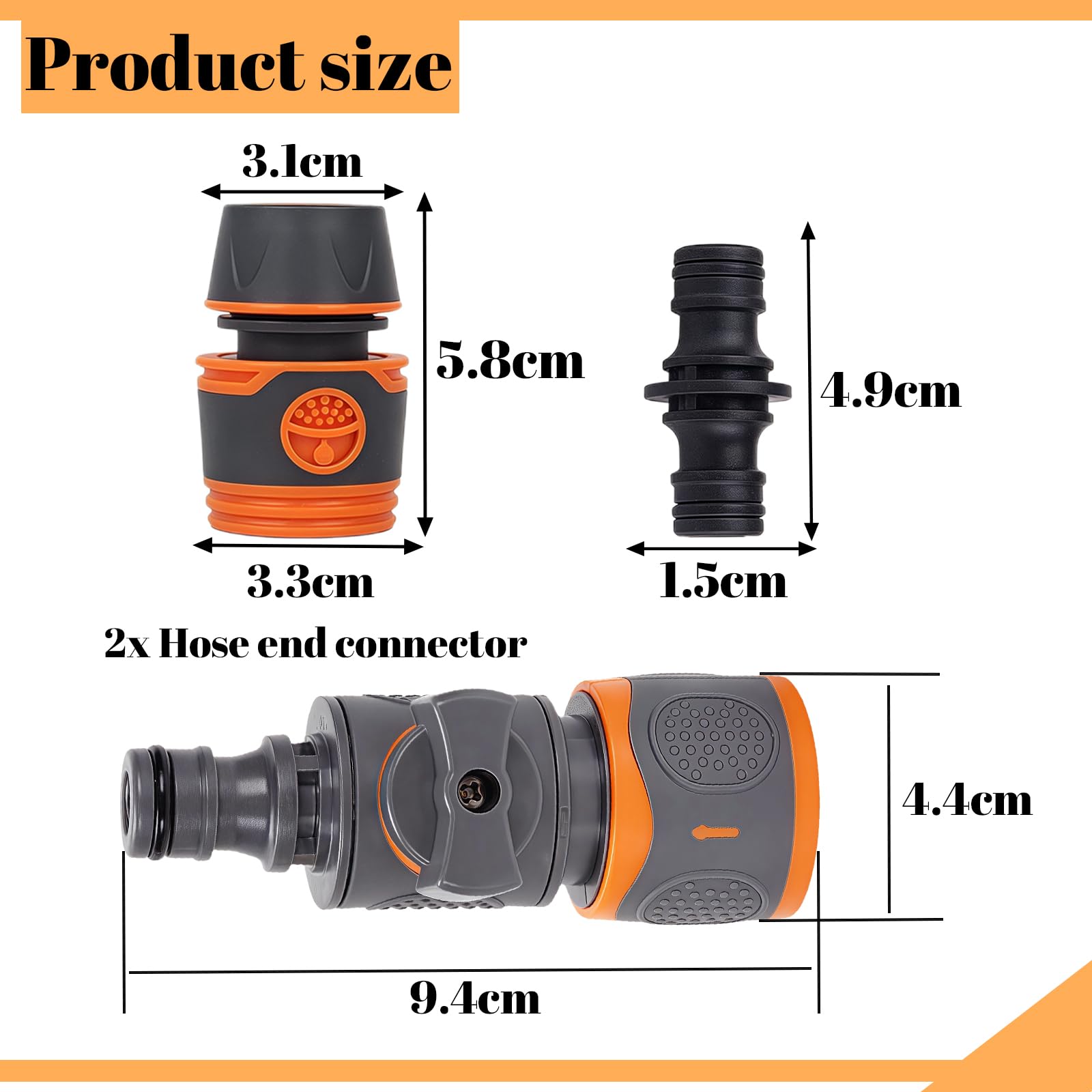 Garden Hose Connectors and Fittings Set,Double Male Hose Connectors-2Pcs End Quick Connectors for Hose Pipe Fitting 1/2" Plastic Tap Connector-Garden Regulator Valve Fitting Connect Adaptor Tool - Image 2